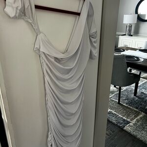 Elegant White Draped Dress